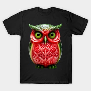 Whimsical Watermelon Owl Hybrid T-Shirt